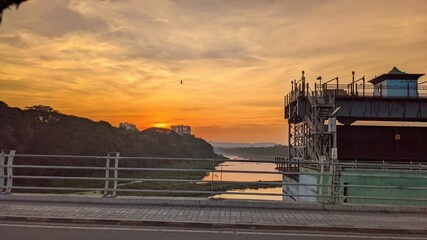 sunset over the river