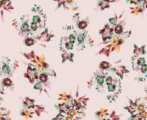 seamless floral pattern oil paint
