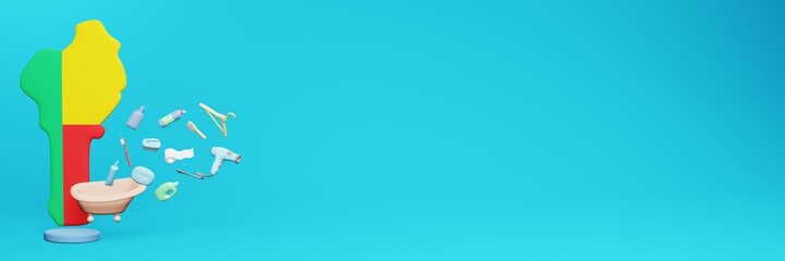 3d rendering of using bathroom equipment in Benin for data display social media and website cover