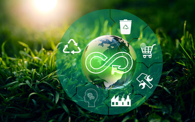 Energy consumption and CO2 emissions are increasing. Circular economy concept. Sharing,...