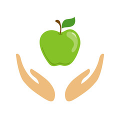 Apple in hand. Illustration. Web design.