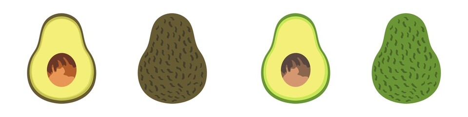 Fresh avocado. A set of illustrations. Organic food. Illustration.