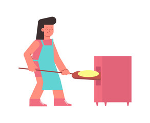Fototapeta premium Girl Baking Pancake Composition