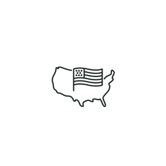 USA map with flag - vector thin line icon