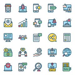 Outline icons for digital marketing.