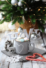 christmas table setting with christmas decorations