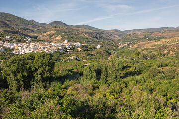 Obraz premium View of Restabal at the entrance of the Lecrin valley, seen from the lookout in Melegis