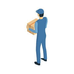 Delivery Boy Isometric Composition