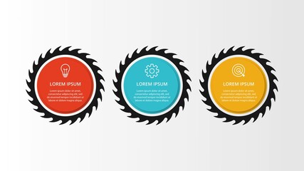 Timeline infographic design with circle for business template. Vector 3 steps.