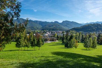 Fototapeta na wymiar View on Imperial Villa in Bad Ischl and city, Austria
