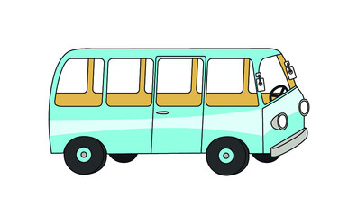 Original blue van vector illustration