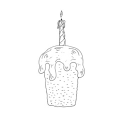 Easter cake with a candle. Vector illustration.