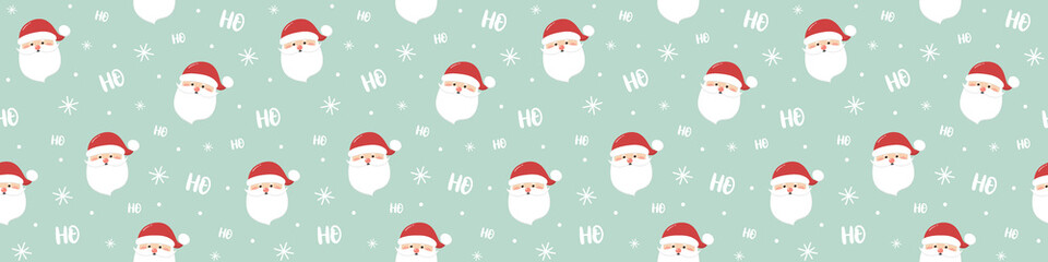 Christmas texture with Santa Claus. Seamless pattern. Panoramic header. Vector