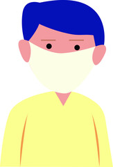 man using mask on yellow shirt