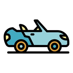 Convertible car icon. Outline convertible car vector icon color flat isolated