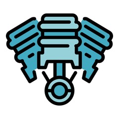 Car pistonicon. Outline car piston vector icon color flat isolated