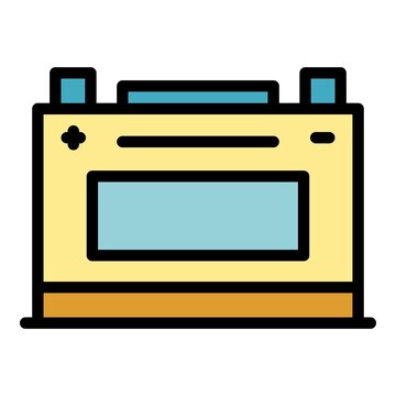 recommend clip art: Car battery icon. Outline car battery vector icon color flat isolated