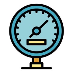 Speedometer icon. Outline speedometer vector icon color flat isolated