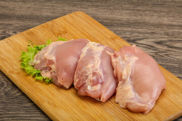 Raw chicken boneless and skinless leg