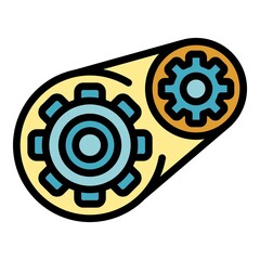 Auto gear icon. Outline auto gear vector icon color flat isolated