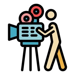Movie producer icon. Outline movie producer vector icon color flat isolated