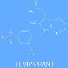 Fevipiprant asthma drug molecule. Skeletal formula.