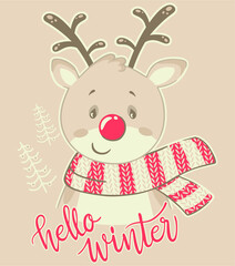 christmas reindeer with ribbon