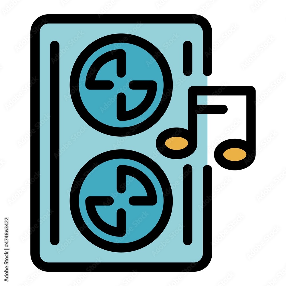 Aufkleber audio player icon. outline audio player vector icon color flat isolated