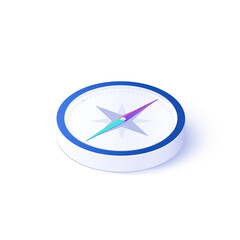 Compass icon illustration in isometric vector design. Futuristic orientation device isolated on white background.