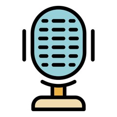 Audio record icon. Outline audio record vector icon color flat isolated