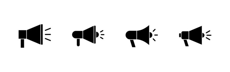 Megaphone icons set. Loudspeaker sign and symbol