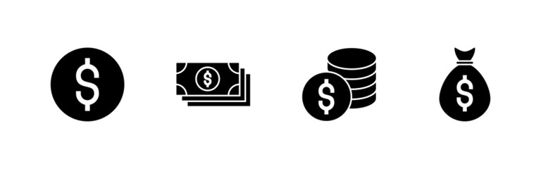 Money icons set. Money sign and symbol