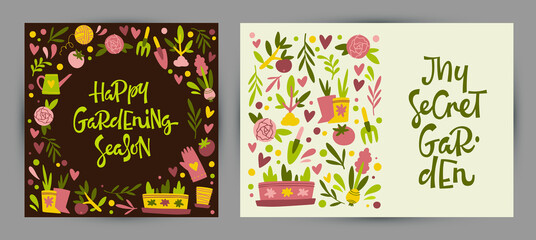 Collection of posters for gardening season