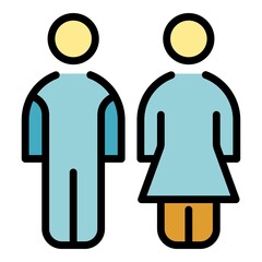 Marriage couple icon. Outline marriage couple vector icon color flat isolated
