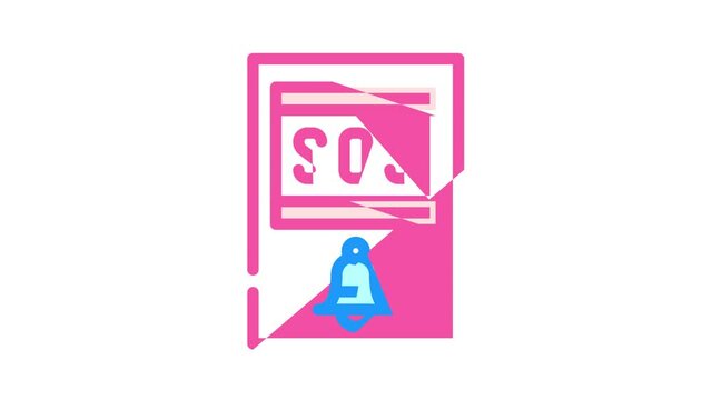sos button animated color icon sos button sign. isolated on white background