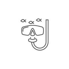 Snorkeling Related Line Icon.