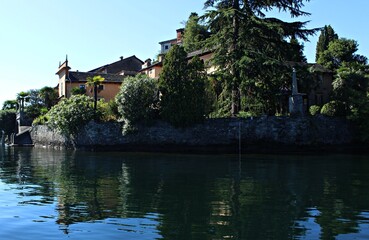 Fototapeta na wymiar Italy, Piedmont: View of Saint Giulio on The Orta Lake.