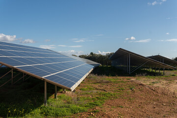 Photovoltaic solar energy park on a sunny day