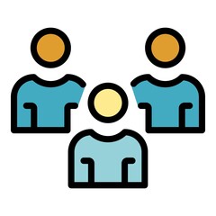 Acquaintance group icon. Outline acquaintance group vector icon color flat isolated