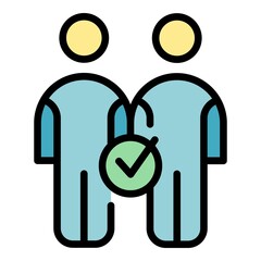 Acquaintance approved icon. Outline acquaintance approved vector icon color flat isolated