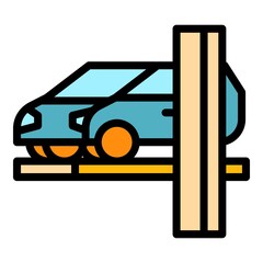 Car lift icon. Outline car lift vector icon color flat isolated