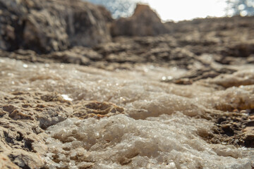 Salt crystals on the coastal rocks
