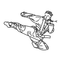line art of a woman posing in karate coolly