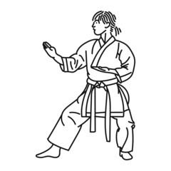 line art of a woman posing in karate coolly