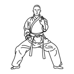 line art of a woman posing in karate coolly