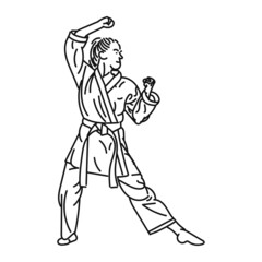 line art of a woman posing in karate coolly