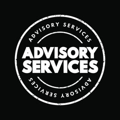 Advisory Services text stamp, business concept background