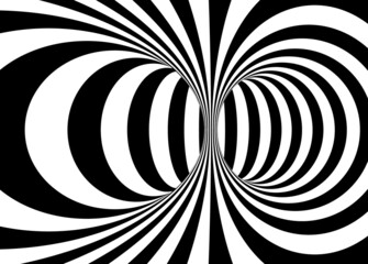 Optical illusion abstract background, black and white stripes.Vector