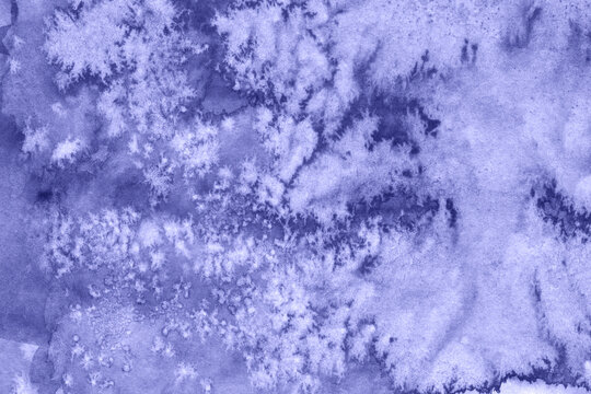 Watercolor texture made in salt technique. Purple abstract hand-drawn background.
