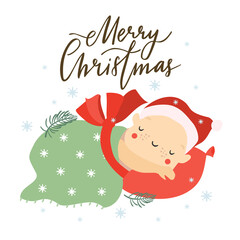 Baby's first Christmas, Newborn baby. Happy christmas and new year. Happy child